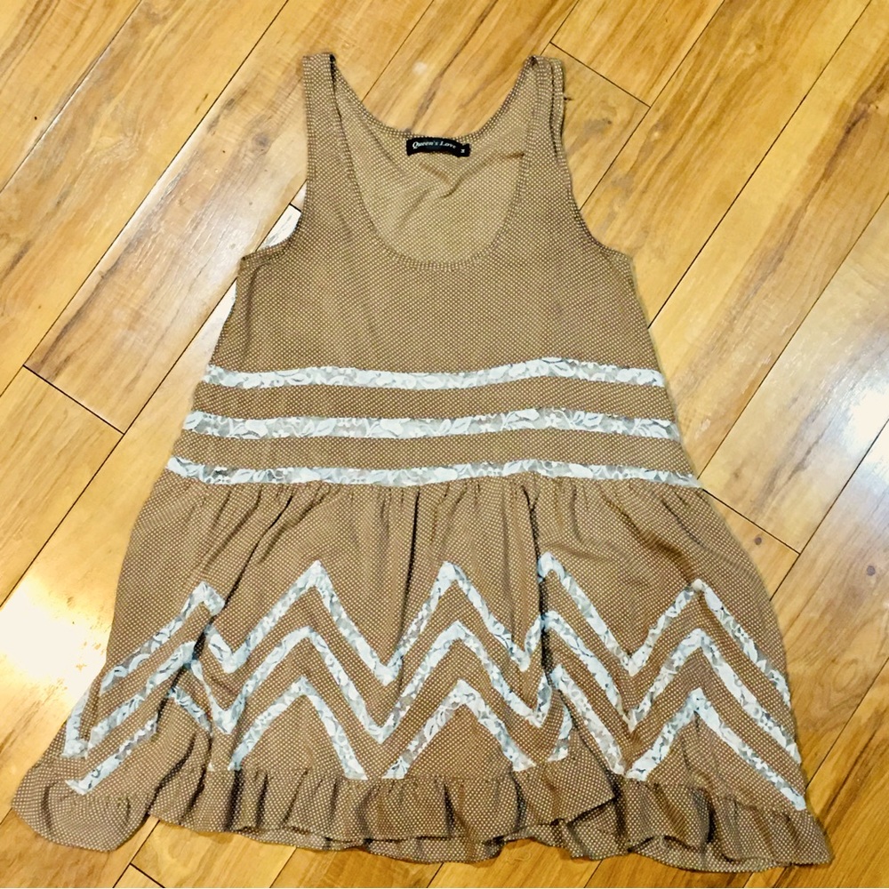 Queens Love boho cottage core lace sundress dress polka dot summer brown…